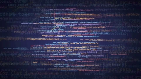 Abstract Digital Data Stream with Glowing Code Lines and Network Connections on Stock Footage 339973709