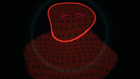 Abstract Digital Data Stream with Glowing Red Circular Interface Element. Stock Footage 340493485