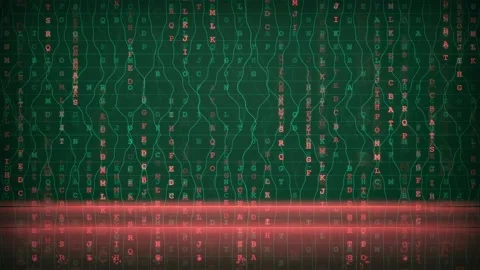 Abstract Digital Data Stream with Glowing Green and Red Binary Code Matrix Stock Footage 341818472