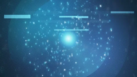Abstract Digital Data Stream with Glowing Light and Floating Binary Code on Stock Footage 341829675