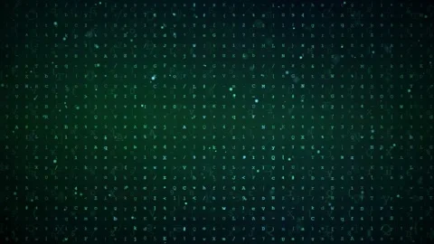 Abstract digital data stream with glowing green binary code particles moving on Stock Footage 343157887