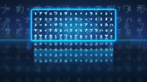 Abstract digital data stream with glowing blue holographic screens and Stock Footage 343159257