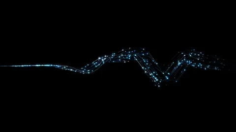 Abstract digital data stream with glowing blue light particles moving along.. Video stock 344905792
