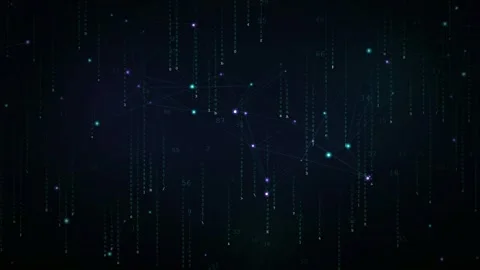 Abstract digital data stream with glowing blue particles and connecting lines Stock Footage 346207472