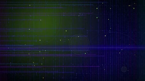 Abstract Digital Data Stream with Glowing Binary Code and Colorful Light Leaks Stock Footage 346208475