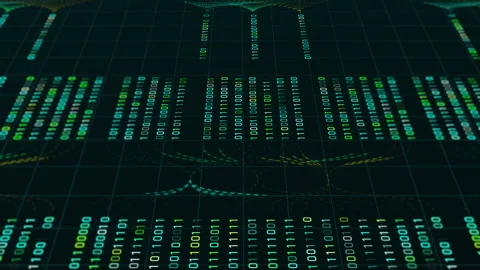 Abstract Digital Data Stream of Green Binary Code Motion Background. Stock Footage 318813946