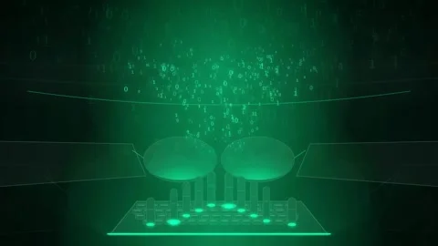 Abstract Digital Data Stream with Green Binary Code Flowing Over Futuristic Stock Footage 341830002