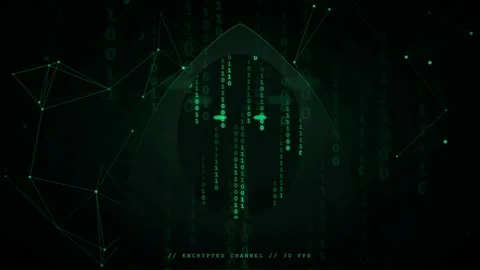 Abstract digital data stream with green binary code and connecting network Stock-Footage 343162008