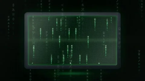 Abstract Digital Data Stream with Green Binary Code and Matrix Style Interface Stock-Footage 343162094