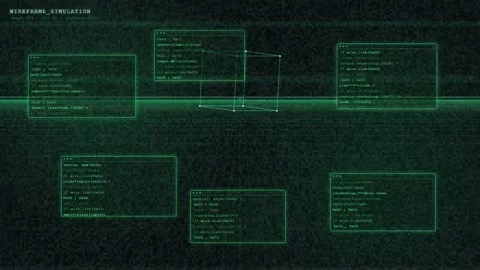 Abstract digital data stream with green computer code and futuristic Stock Footage 345762264