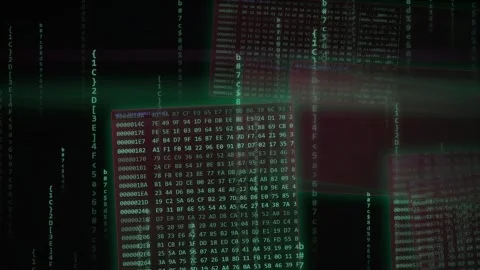 Abstract Digital Data Stream Hexadecimal Code Background Stock Footage 335360006