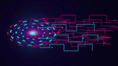Abstract digital data stream motion graphic with neon light effects. Stock Footage 346973532