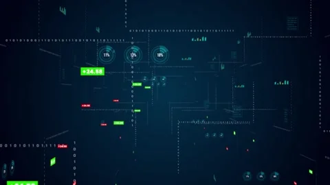 Abstract Digital Data Stream with Moving Lines and Glitches on a Dark Stock Footage 317302742