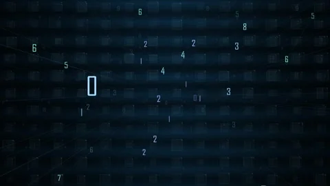 Abstract Digital Data Stream With Numbers and Grids in Motion 库存影片 301074131