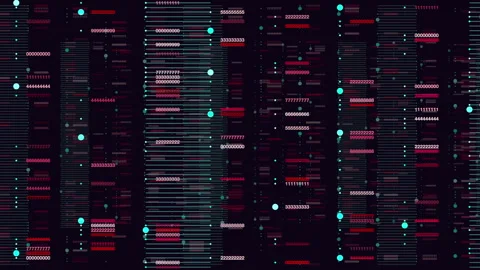 Abstract digital data stream with numbers and scanning lines, futuristic tech Stock Footage 333188590