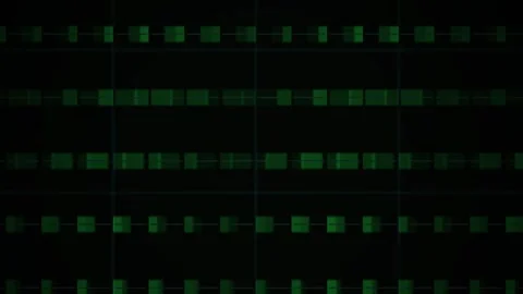 Abstract Digital Data Stream with Pulsing Green Rectangular Grid Patterns. Stock Footage 341779281