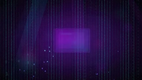 Abstract digital data stream with purple glowing light and vertical binary code Stock Footage 339325393