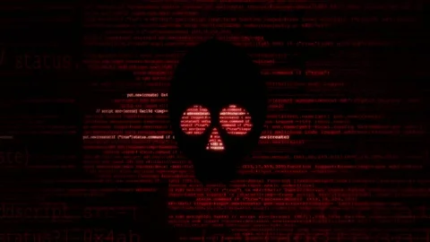 Abstract digital data stream with red glowing code and matrix style text Stock Footage 347558403