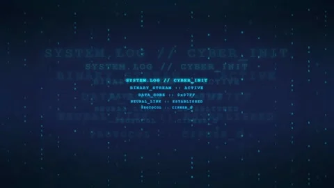 Abstract Digital Data Stream with Scrolling System Log Text and Glowing Binary Stock Footage 336773123