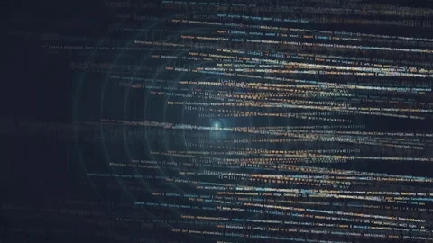 Abstract digital data stream with scrolling computer code and binary numbers on Stock Footage 339963699