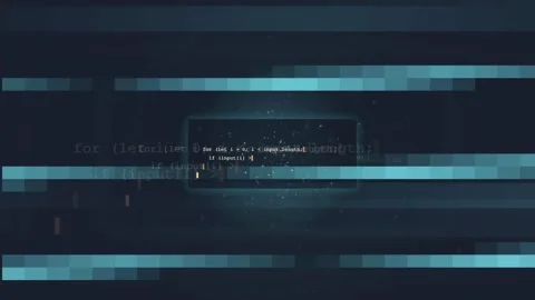 Abstract Digital Data Stream with Scrolling Computer Code and Futuristic HUD Stock Footage 339965978