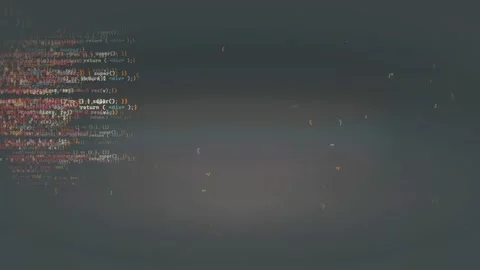 Abstract digital data stream with scrolling computer code and glitch effects on Stock Footage 339973227