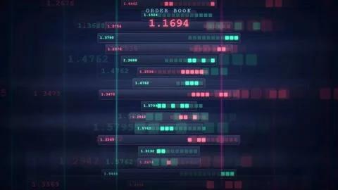 Abstract Digital Data Stream with Scrolling Financial Numbers and Binary Code Stock Footage 343865948