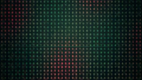 Abstract digital data stream with scrolling binary numbers and glowing green 動画素材 343868723