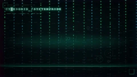 Abstract Digital Data Stream with Scrolling Binary Code and Futuristic Cyber Vídeo Stock 345765920