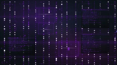 Abstract Digital Data Stream with Scrolling Code and Glowing Binary Matrix in 스톡 동영상 346206672