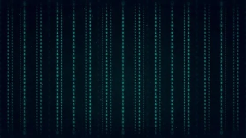 Abstract Digital Data Stream with Vertical Glowing Cyan Lines on Dark Background Stock Footage 336774168