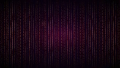 Abstract digital data stream with vertical purple and gold glowing lines on Stock Footage 336778867