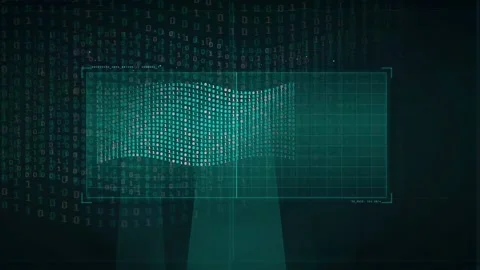 Abstract Digital Data Stream with Waving Binary Code Grid and Futuristic Stock Footage 339320612