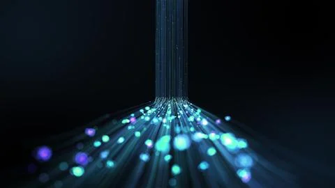 Abstract digital data transfer with colorful vertical lines. 3D Animation of  Stock Illustration