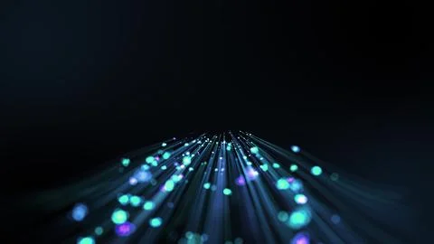 Abstract digital data transfer with colorful vertical lines. 3D Animation of  Stock Illustration