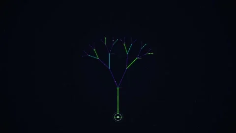 Abstract Digital Data Tree Graphic Animation with Glowing Nodes and Branching Vídeos de archivo 344232946