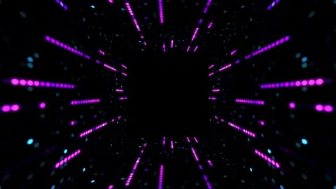 Abstract digital data tunnel background with glowing pink and blue neon dots Stock Footage 336383443
