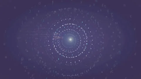 Abstract Digital Data Tunnel with Floating Code and Glowing Particles on Dark Stock Footage 339975731