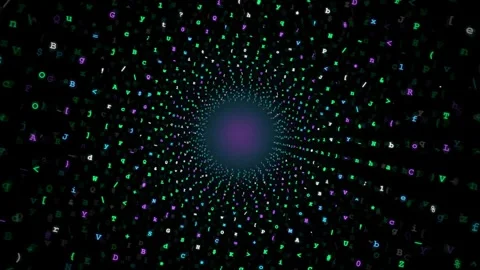 Abstract digital data tunnel with flowing colorful code and characters moving Stock Footage 341834465