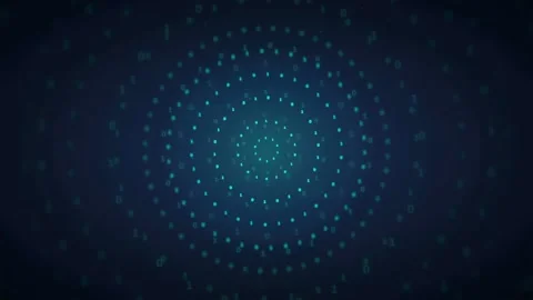 Abstract Digital Data Tunnel with Glowing Blue Binary Code Particles Moving in Stock Footage 339318671