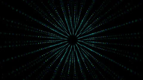 Abstract Digital Data Tunnel with Glowing Blue Particles Moving Towards the Stock Footage 339319059