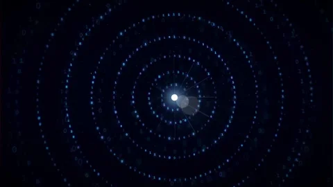 Abstract Digital Data Tunnel with Glowing Binary Code Circles and Futuristic Stock Footage 339321498