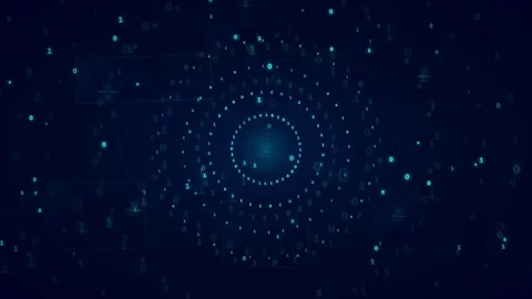 Abstract Digital Data Tunnel with Glowing Blue Binary Code and Futuristic Cyber Stock Footage 339322747