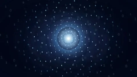 Abstract Digital Data Tunnel with Glowing Light and Binary Code Particles in Stock Footage 339323092