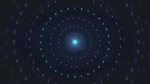 Abstract Digital Data Tunnel with Glowing Binary Code and Blue Light Particles Stock Footage 339324396