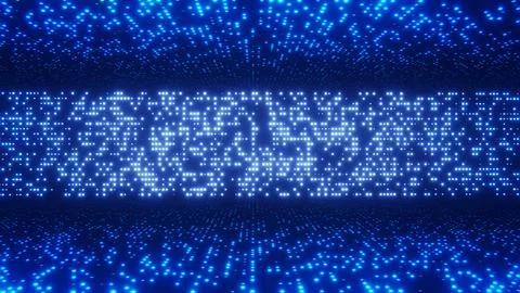 Abstract digital data tunnel with glowing blue lights and a futuristic design Stockillustratie