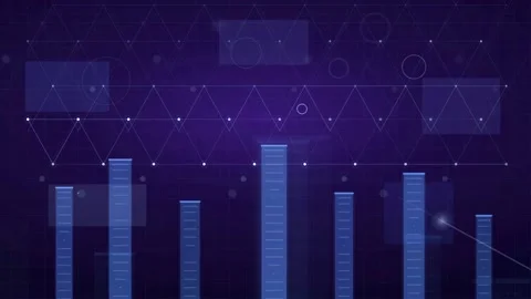 Abstract Digital Data Visualization with Animated Blue Bar Charts and Network Stock Footage 339316613