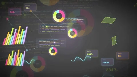 Abstract Digital Data Visualization with Animated Charts Graphs and Coding Stock Footage 340023265