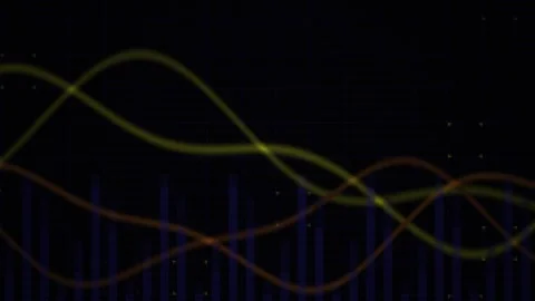 Abstract Digital Data Visualization with Animated Wave Lines and Bar Graphs. Stock Footage 340493478