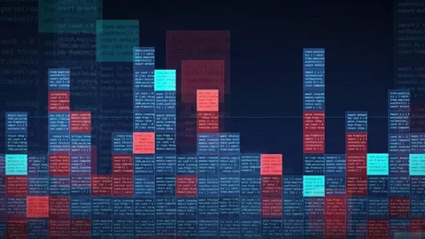 Abstract Digital Data Visualization with Animated Code Blocks and Fluctuating Stock Footage 341822821
